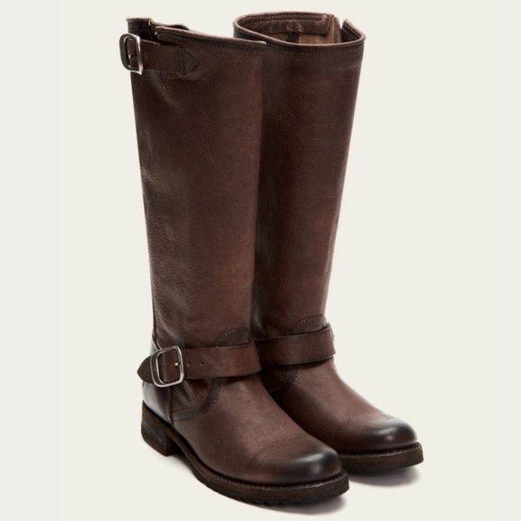 Frye slouchy brown distressed leather pullon boots - Picture 14 of 14